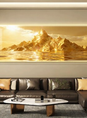 万丈金光洒落雪山，静水藏纳财气