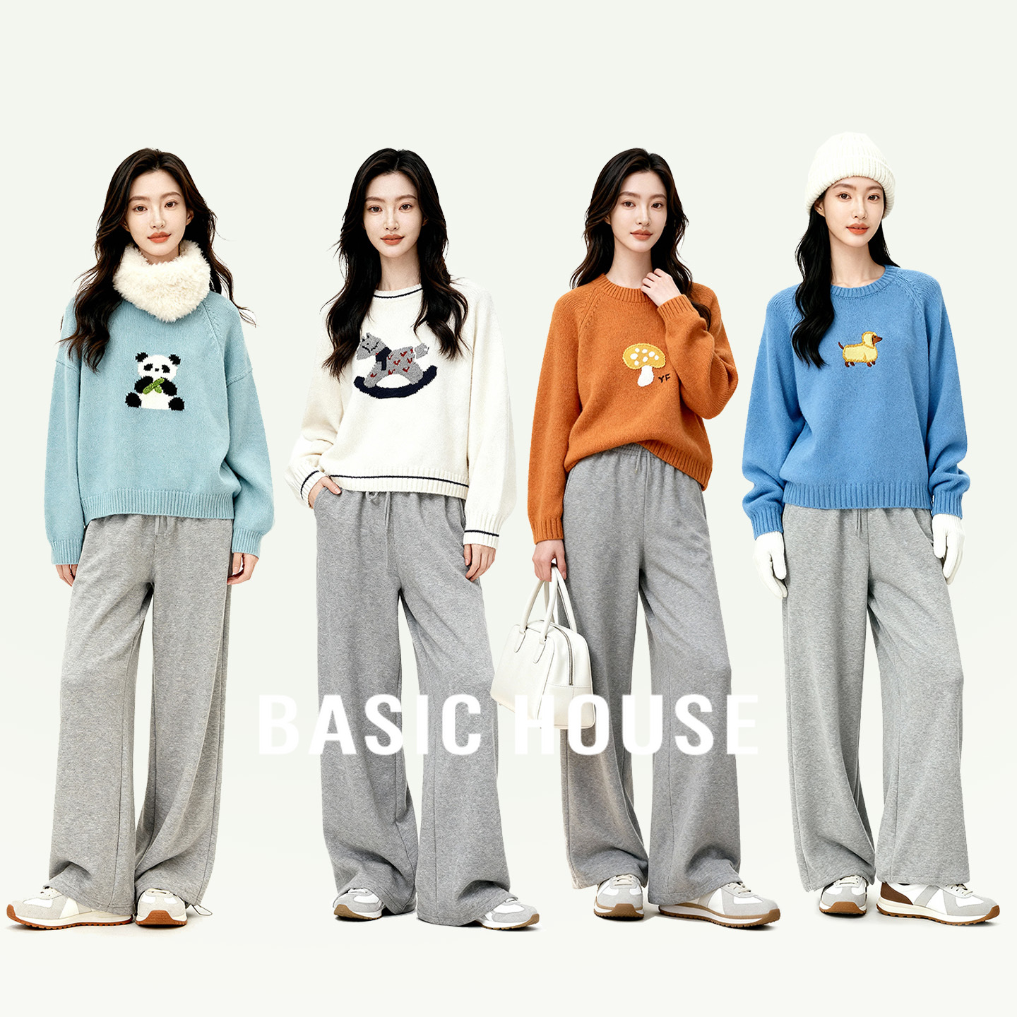 百家好复古保暖针织毛衣女2025冬季新款宽松童趣减龄提花套头毛衣