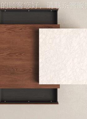 意式轻奶油风仿大理石茶几客厅家茶用可伸缩小奢户型14289纹木方