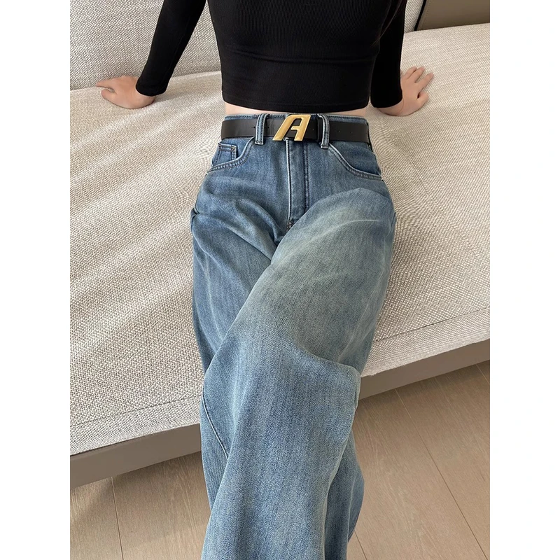淘淘家衣橱牛仔裤女春装大码女装女裤子拖地裤窄版加长直筒阔腿裤