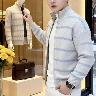 毛衣男装 秋冬季 25852 外套男士 卡尔精品服饰提花立领针织拉链开衫