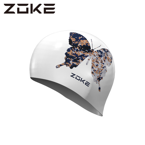 zoke/洲克 泳帽硅胶防水护发护耳游泳长发不勒头女士防滑蝴蝶帽