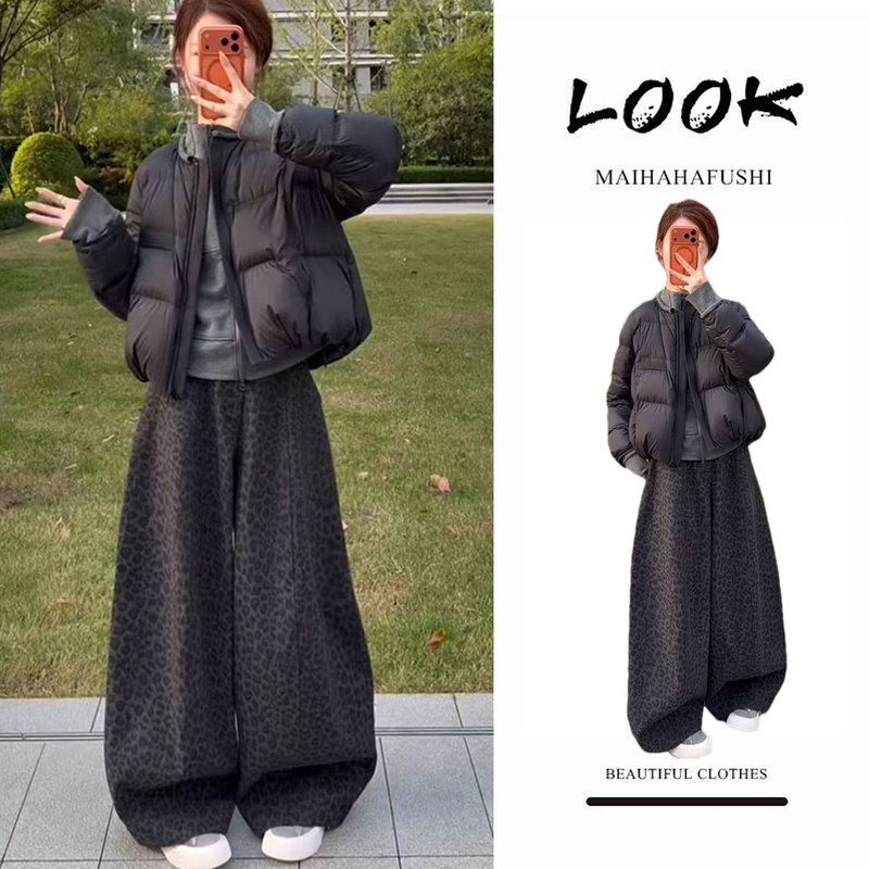 巨好看的冬装一整套装女2025新款保暖加厚羽绒棉服高领上衣阔腿裤