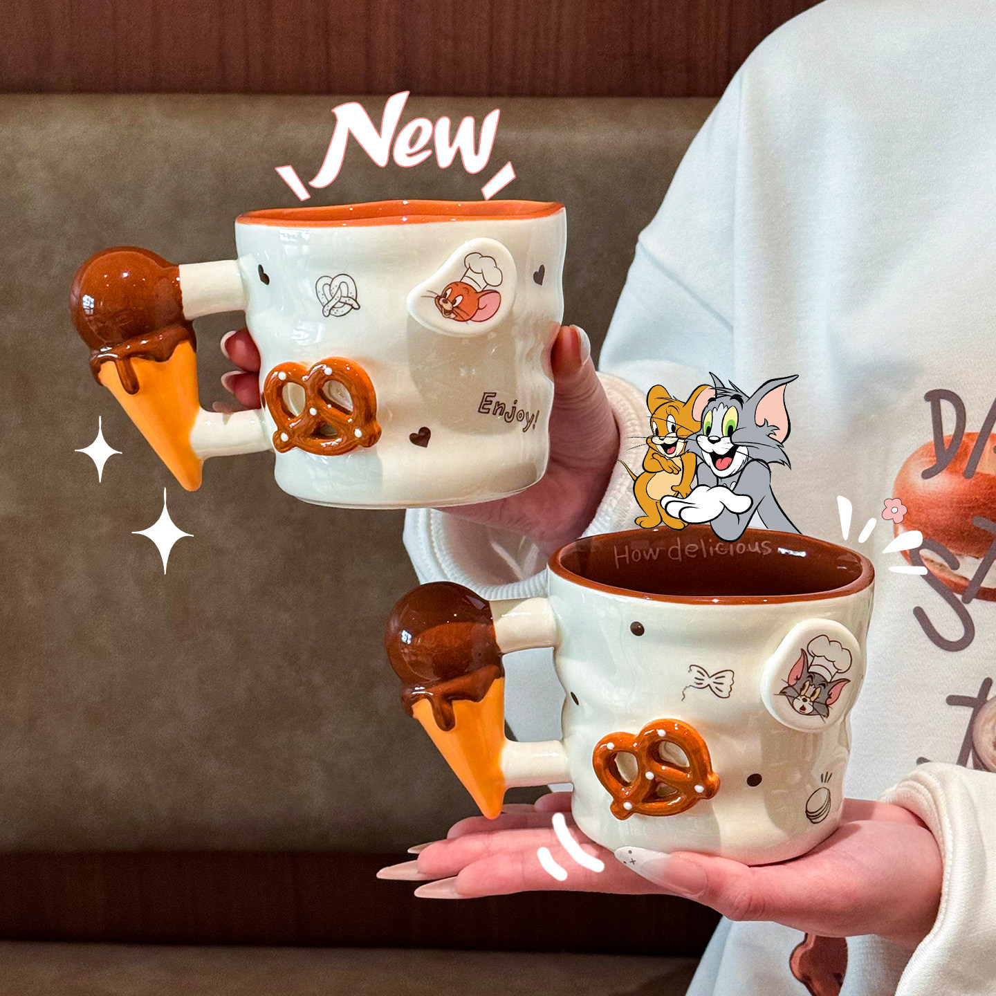 猫和老鼠陶瓷水杯办公室漂亮喝水杯子家用早餐杯超级好看的马克杯