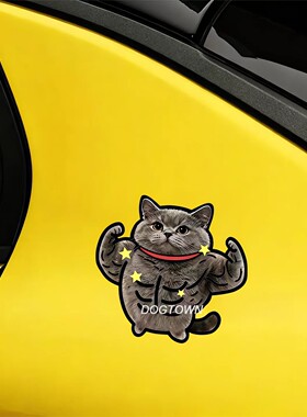 肌肉蓝猫车贴防水耐高温窗边贴