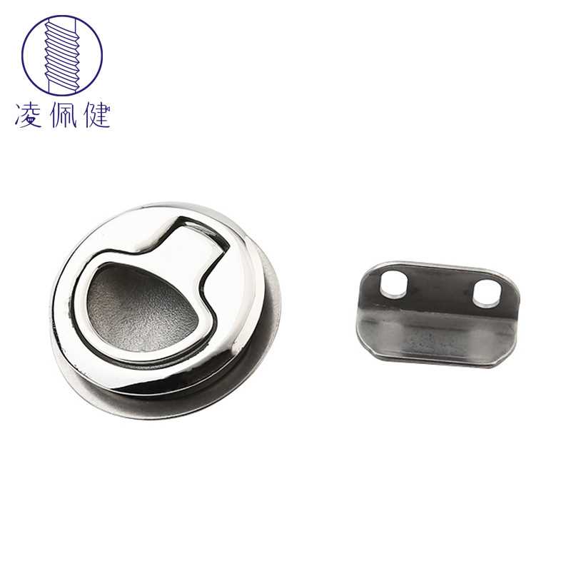 凌佩健 316不锈钢船用圆形拉环锁 埋入式按压拉动圆环锁