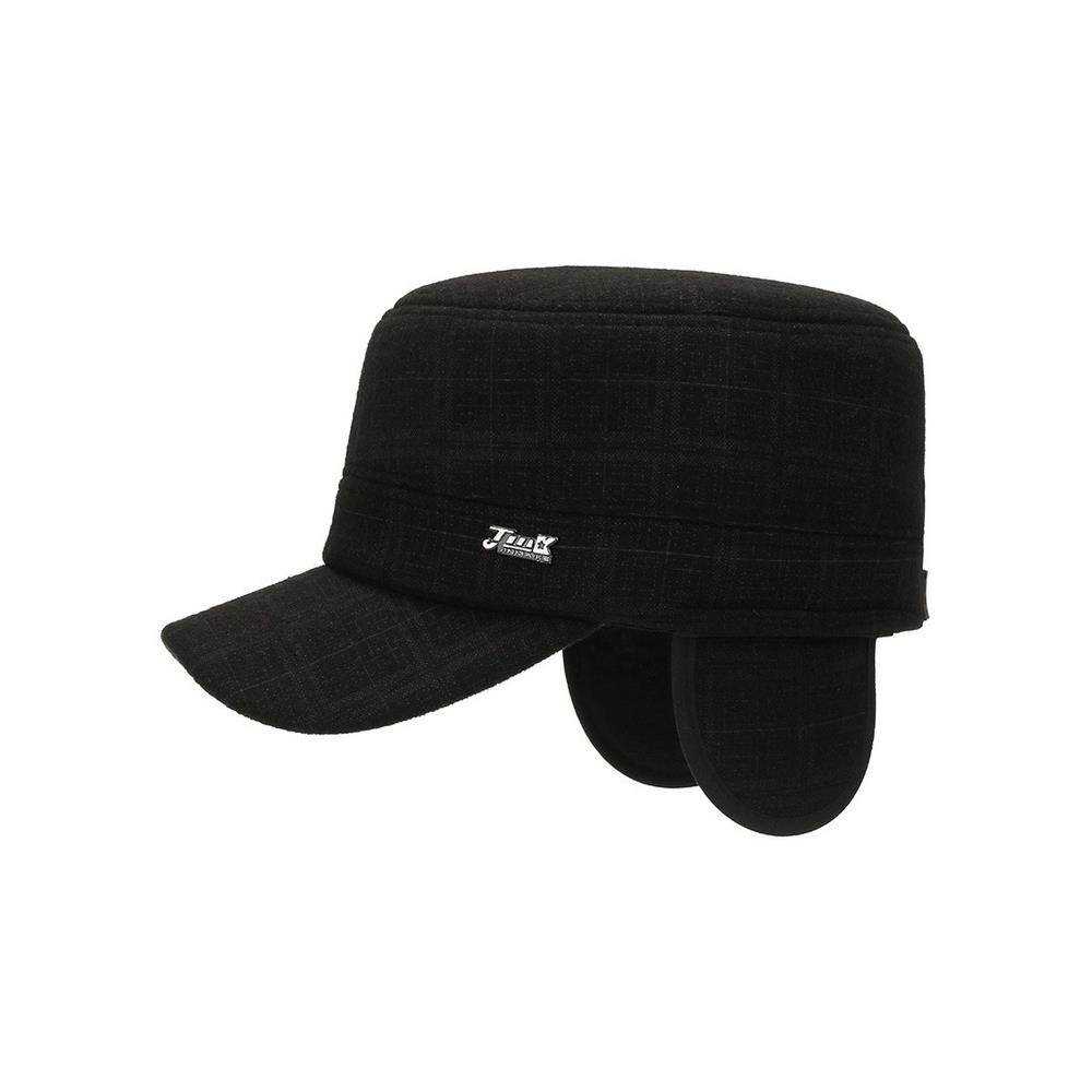 中老年帽子男士秋冬季毛呢平顶帽加绒加厚保暖爸爸爷爷护耳鸭舌帽