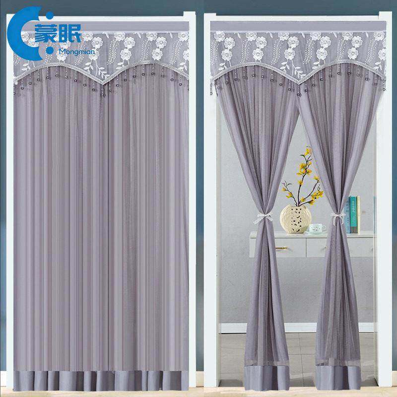 免打孔防蚊门帘布艺纱帘卧室蕾丝门帘隔断奶油风遮挡帘挂式双层帘,居家布艺,门帘,淘宝优惠券,粉丝福利购,淘宝优惠卷
