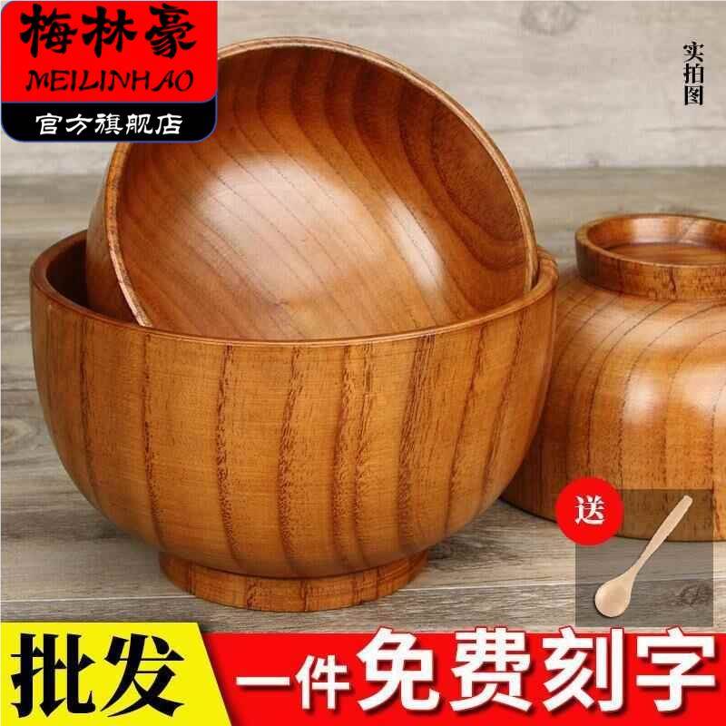 成人竹碗手工家用儿童吃饭摔竹筒碗无漆复古小孩大号木碗