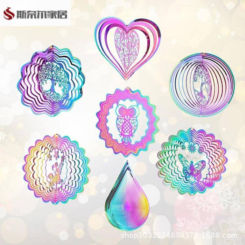 3D旋转风铃吊饰 欧式风格室内外风铃装饰 花园场景适用