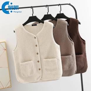 护肩护肩马甲女款2025新款冬羊羔毛绒马甲女短款大码背心2025新款