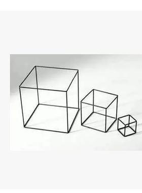 铁丝几何立方体正方体形简约软装装饰品摆件中式方形框架铁艺