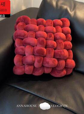 情人节抱枕新年抱枕高颜值创意沙发坐垫方形编织靠背设计感小靠垫