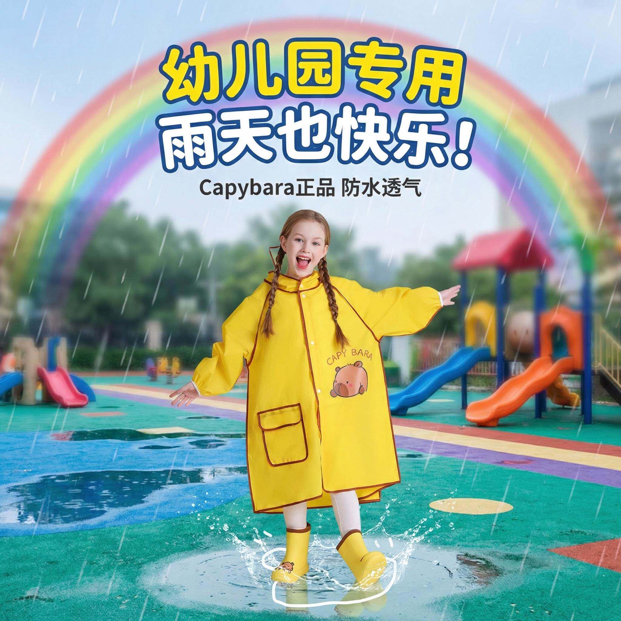 儿童雨衣幼儿园专用雨衣雨鞋套装小学生上学可背书包女孩宝宝男孩