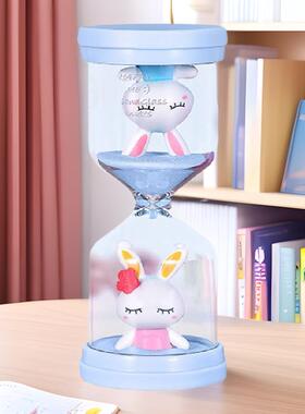 水晶学生学习沙漏计时器儿童防摔时间5+30分钟内置公仔装饰摆件