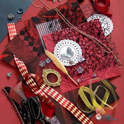 痛包diy材料小食量黑红丝带全套扎板扎痛包谷子背景纸装饰物套装