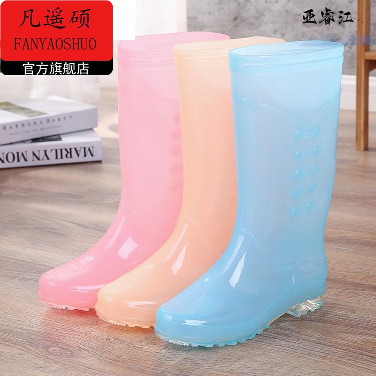 雨靴女士时尚中筒水靴轻便韩版雨鞋外穿果冻色套鞋防滑胶鞋胶靴