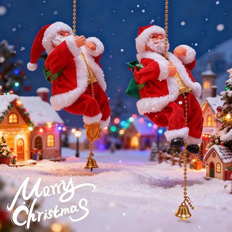 圣诞节装饰氛围场景布置树摆件圣诞老人爬绳挂件爬墙diy挂饰玩具