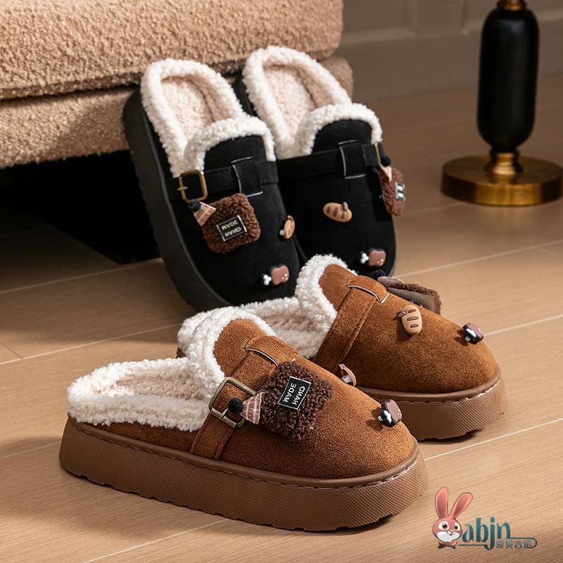 棉拖鞋女款冬季2025新款外穿防滑厚底保暖毛拖鞋冬天室内家居毛绒