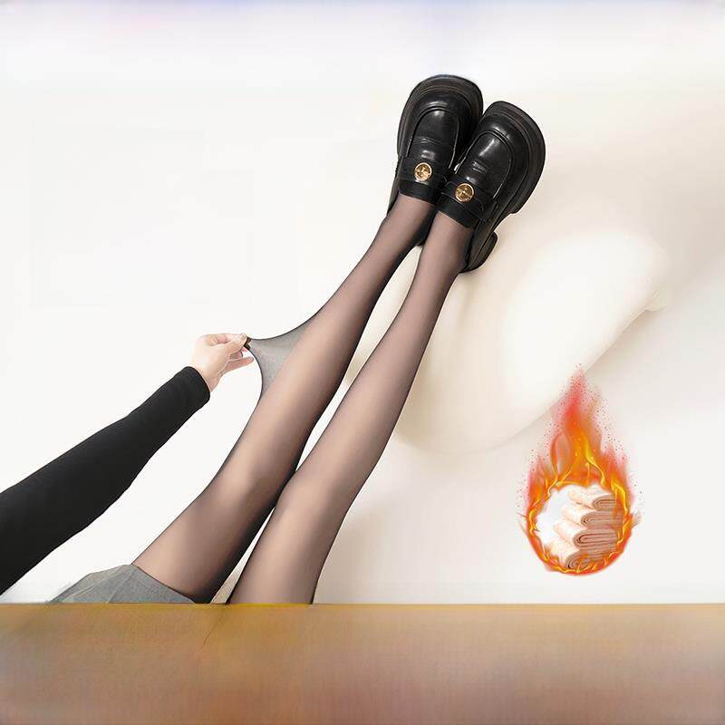 加绒黑色丝袜光腿神器女春秋冬季裸感双层黑透肤保暖连裤袜打底裤