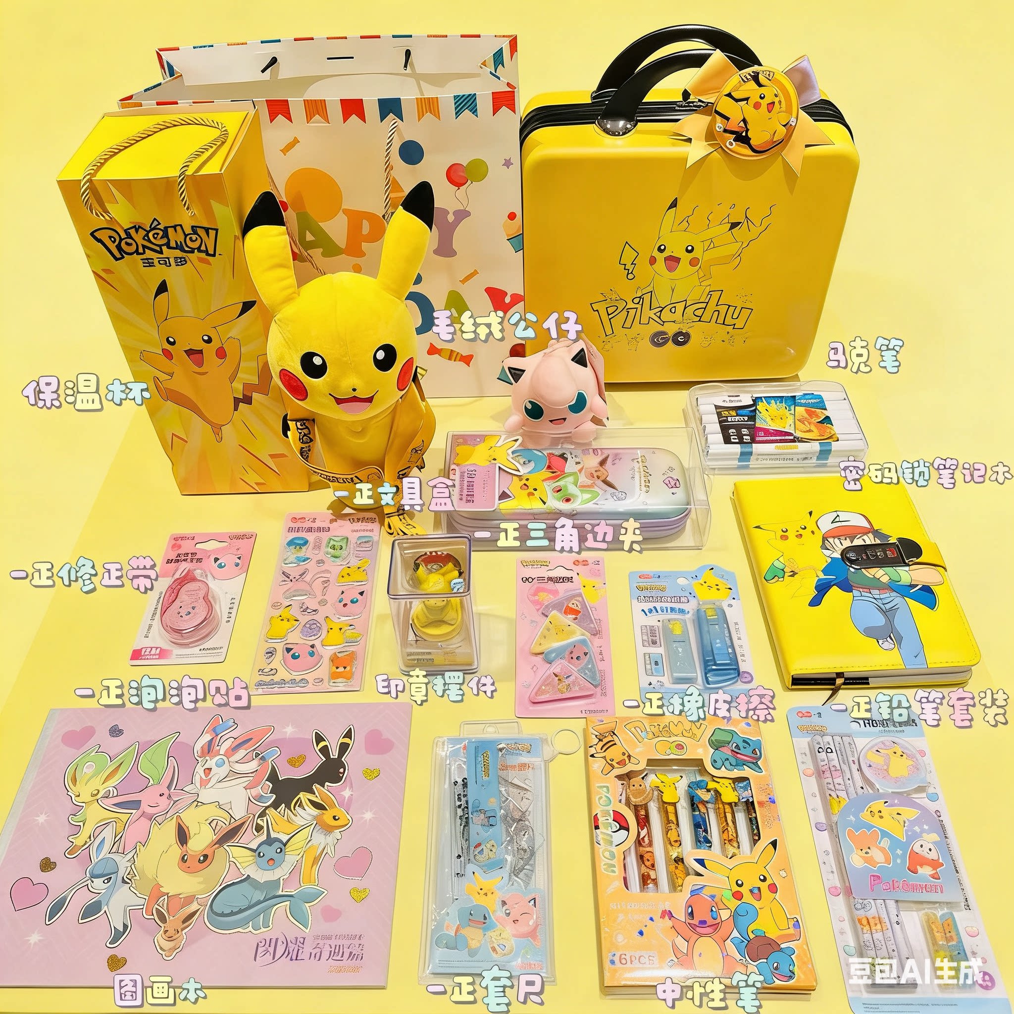 皮卡丘宝可梦主题生日儿童生日伴手礼定制礼品儿童节礼品新年礼品