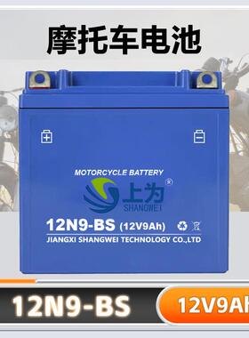 12N9-BS摩托车电池12V免维护蓄电池4.5a7a8a9AH消防UPS卷帘门电瓶