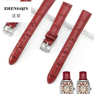 适用真皮手表带 代用卡西欧LTP-1208E小红手表小方表表链女士皮带