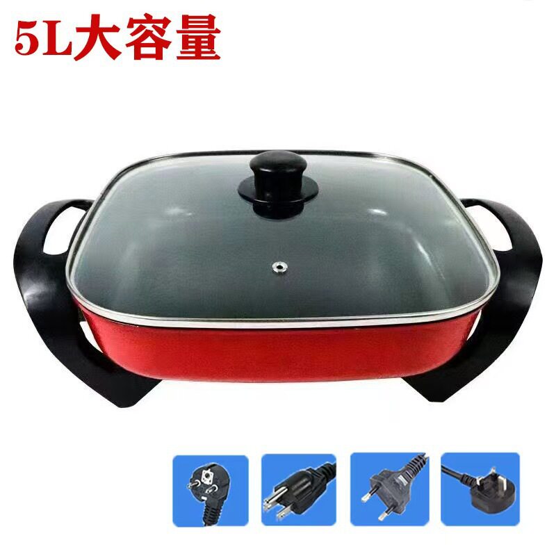 外贸电火锅四方形韩式方锅多功能家用电热锅宿舍电火锅涮烤一体锅