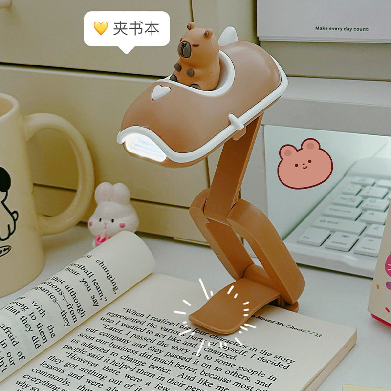 可爱卡通公仔三骨折叠学习阅读小台灯 可夹迷你装饰护眼LED小夜灯