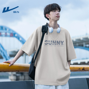 回力男款夏装t恤纯棉大码宽松高级感潮流印花短袖青年半袖衣服男