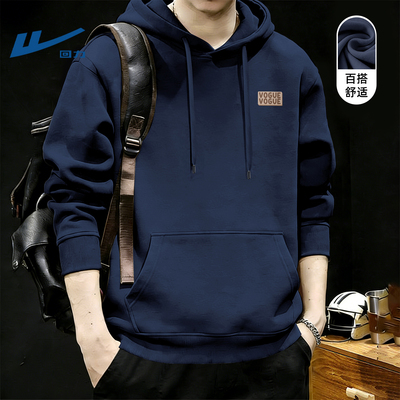 回力藏青色连帽卫衣男款重磅