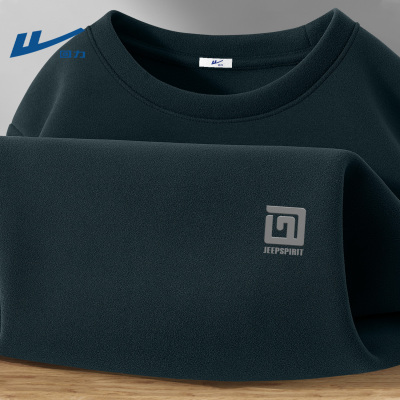 回力德绒圆领打底衫男款冬装