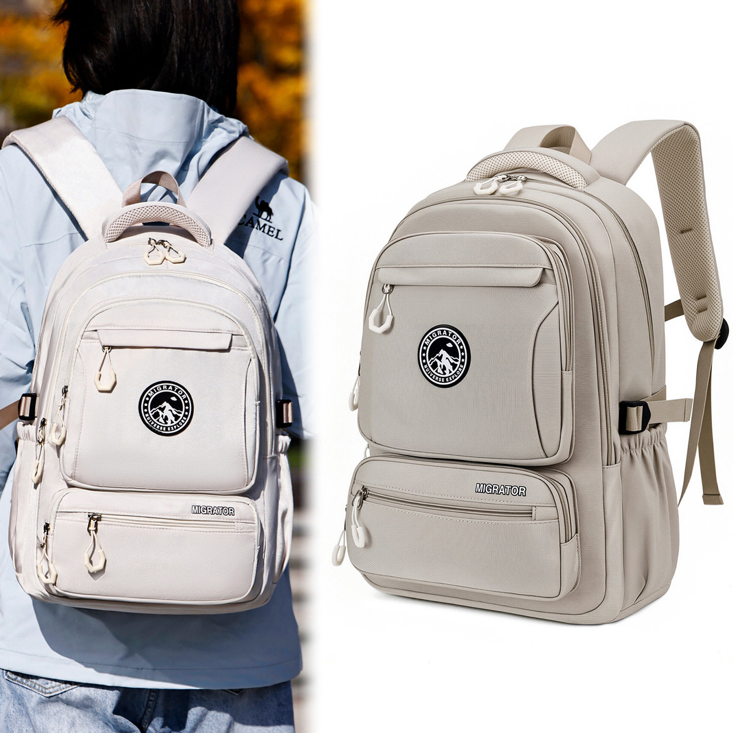 时尚新款双肩包男士休闲百搭高颜值防泼水初高中女大学生书包背包