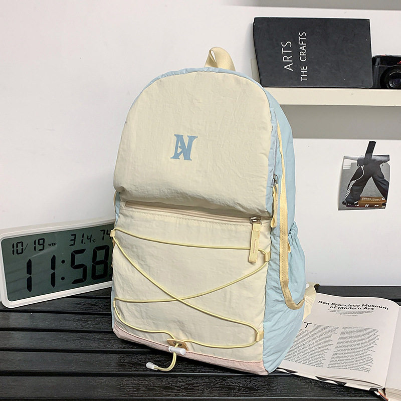 夏季新款拼色山系双肩包高颜值小清新轻量化户外运动休闲背包女双