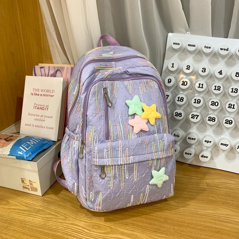 高颜值书包女初中生韩版森系大容量背包女双肩旅游轻便高中小学生