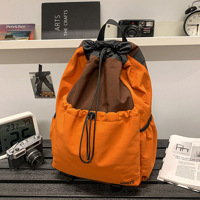百搭in轻便束口抽绳双肩包男女运动休闲登山旅行背包女双肩旅游轻
