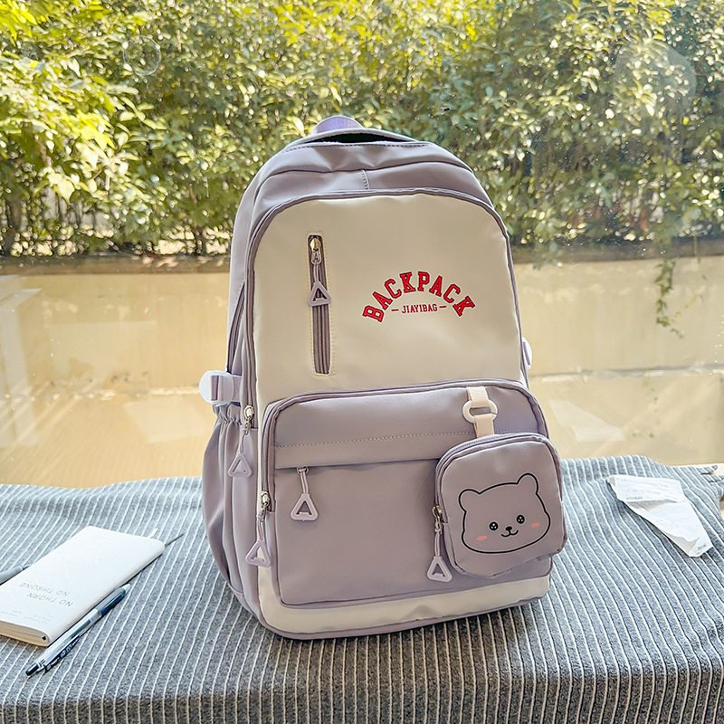 简约书包男生大学生高中生大容量女生双肩包学院风韩版双肩包