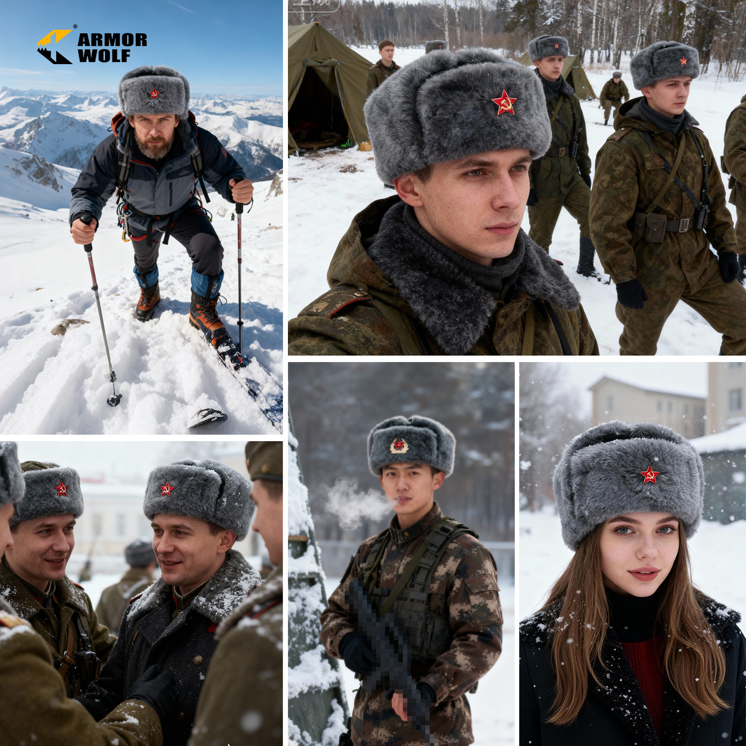 苏联复古俄罗斯乌沙卡棉帽户外东北防寒绒帽骑车护耳加厚雷锋帽冬