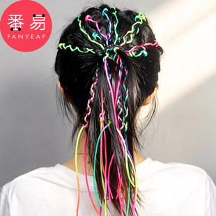 编发彩绳A1zhq001 甜酷风编发彩带脏脏辫发绳七彩编发带头饰饰品