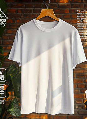 冰皮短袖t恤男士纯色夏凉感速干防晒透气圆领宽松休闲2025年新款