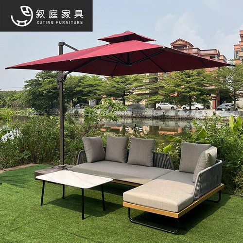 户外休闲绳编沙发家具室外花园庭院外摆防水防晒手工编织多人躺床