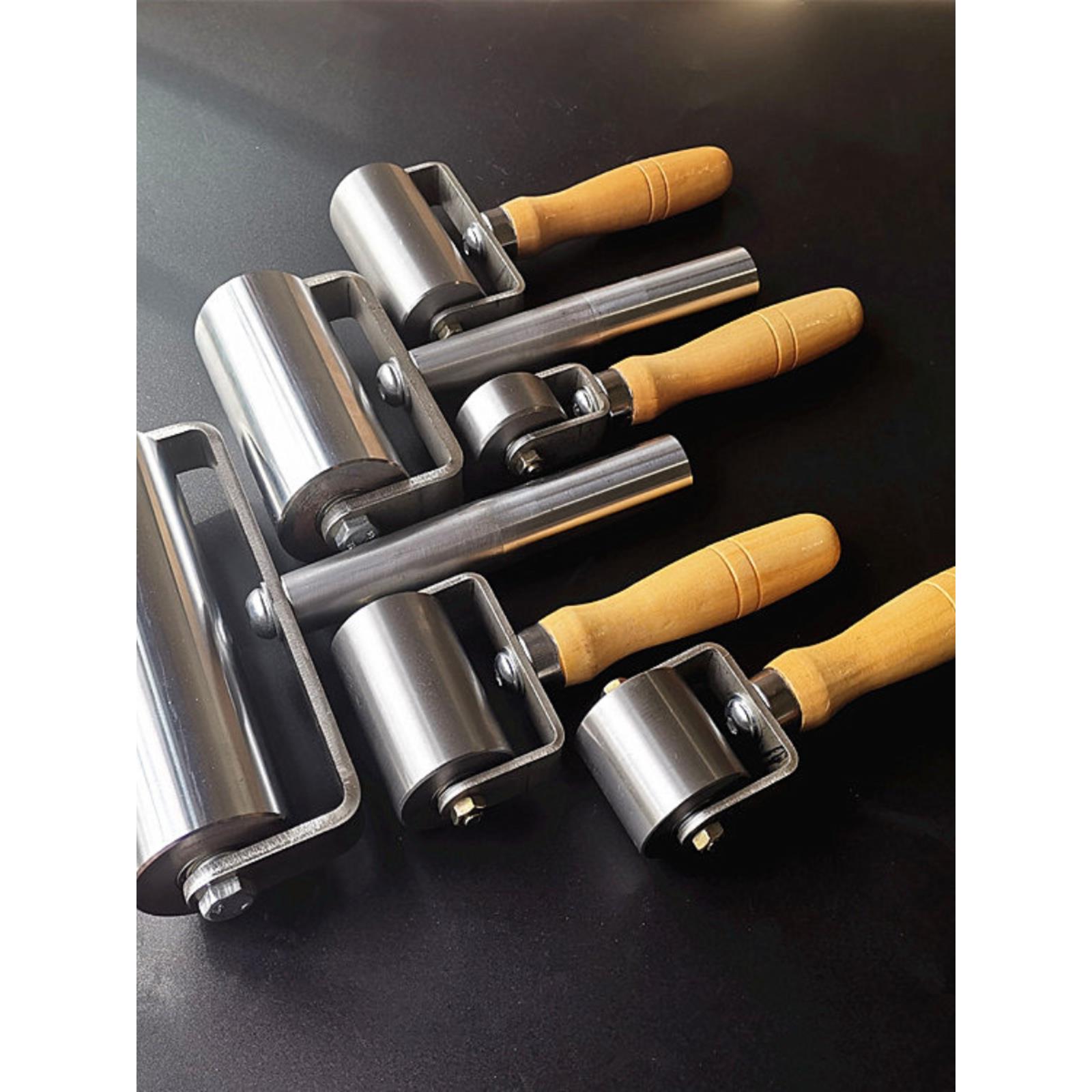 不锈钢压轮双轴承实心压辊防水卷材皮革压边铁滚轮自粘贴纸排气泡