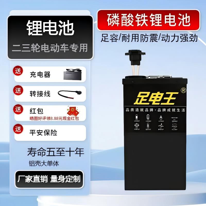 足电王电动车锂电池宁德48V60V大单体二三 四轮车72V磷酸铁锂电池