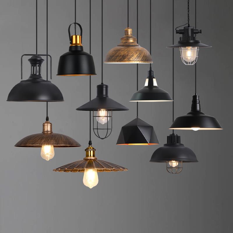 loft覆古个性创意吧台饭厅饭店装饰吊灯美式工业风怀旧灯罩简约