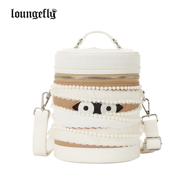 Loungefly官方正品万圣节木乃伊圆筒造型珍珠单肩斜挎包女手提包,箱包皮具/热销女包/男包,单肩包,淘宝优惠券,粉丝福利购,淘宝优惠卷