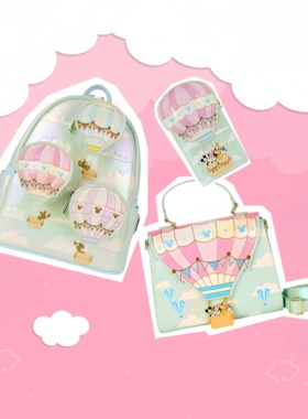 Loungefly迪士尼米老鼠米奇热气球正版周边双肩包女生斜挎包钱包