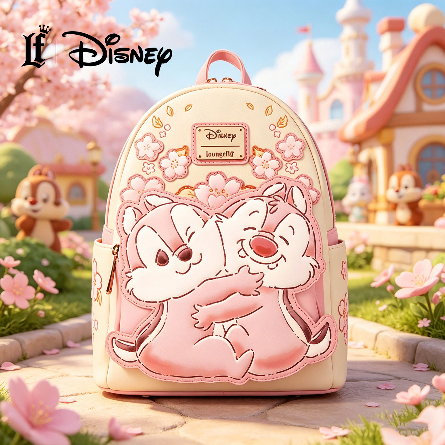 LF x 迪士尼联名奇奇与蒂蒂双肩包女卡通迷你精致背包春夏经典款