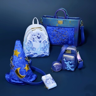 Loungefly迪士尼幻想曲米奇米老鼠周边双肩背包单肩斜挎包女卡包