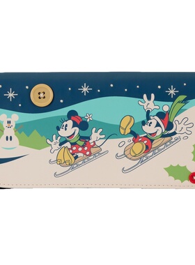 Loungefly迪士尼米奇米妮米老鼠周边腕带多卡位钱包卡包圣诞礼物