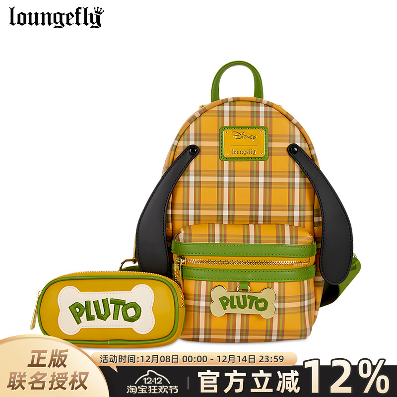 迪士尼布鲁托狗格纹单肩斜挎包女